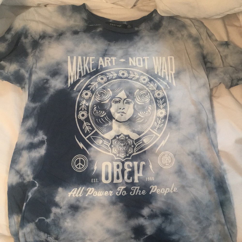 Obey blue tye dye shirt